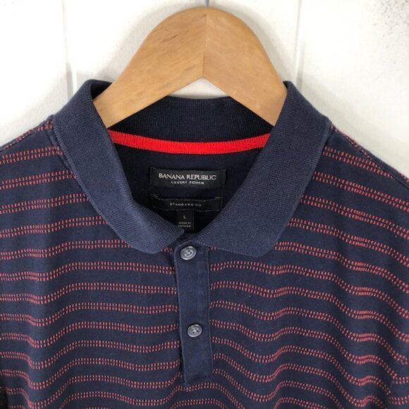 Banana Republic Men's Blue & Red Striped Polo Shirt Large - Picture 4 of 8